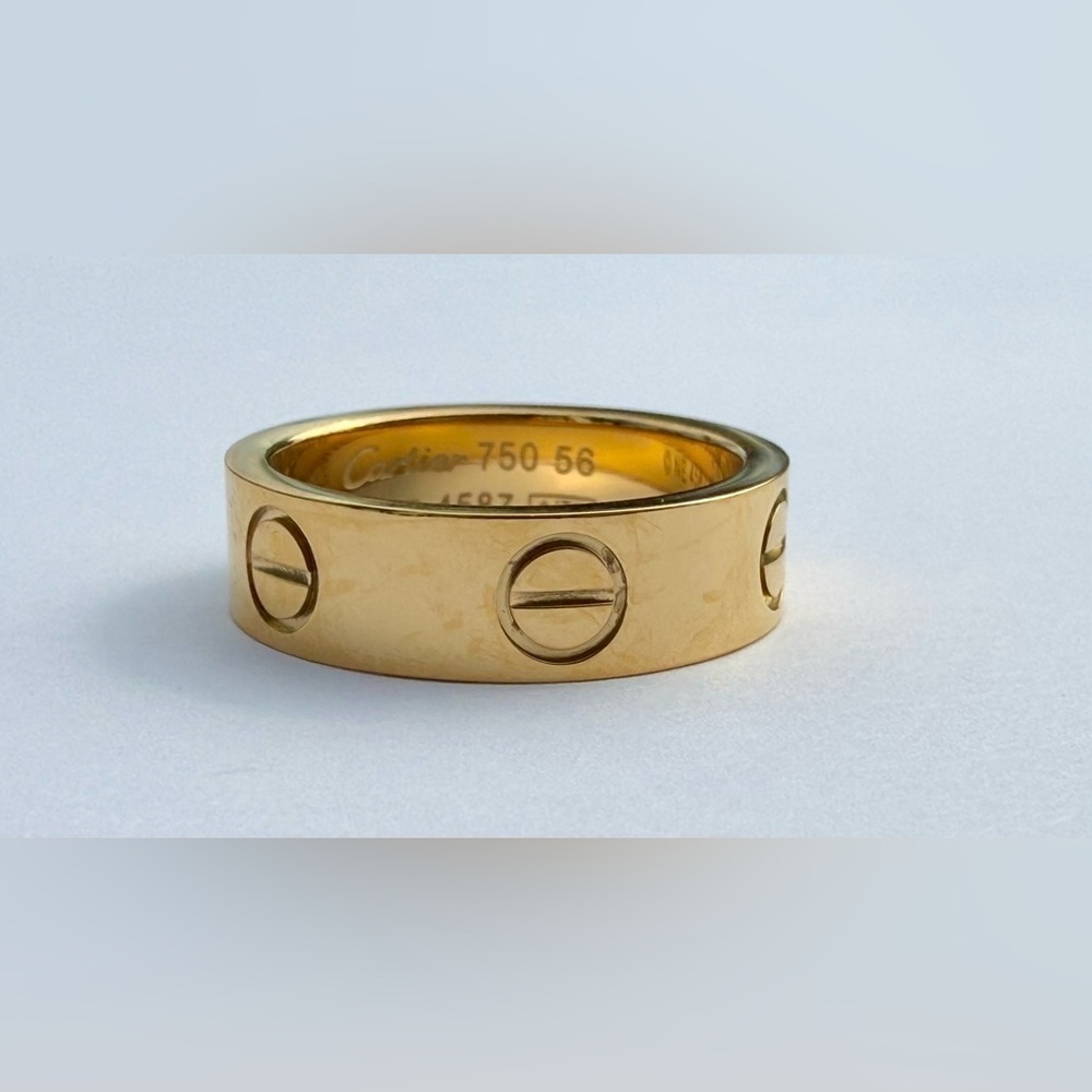 love Ring stainless steel 18k yellow Gold plated unisex sz 8 - Picture 2 of 4
